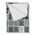 thumbnail image 2 of Grey Soft Flannel Fleece Blanket, Mixed Checkered Squared Scotch Plaid Striped Patterns in Patchwork Style Image, Cozy Plush for Indoor and Outdoor Use, 60" x 80", Black White Grey, by Ambesonne, 2 of 5