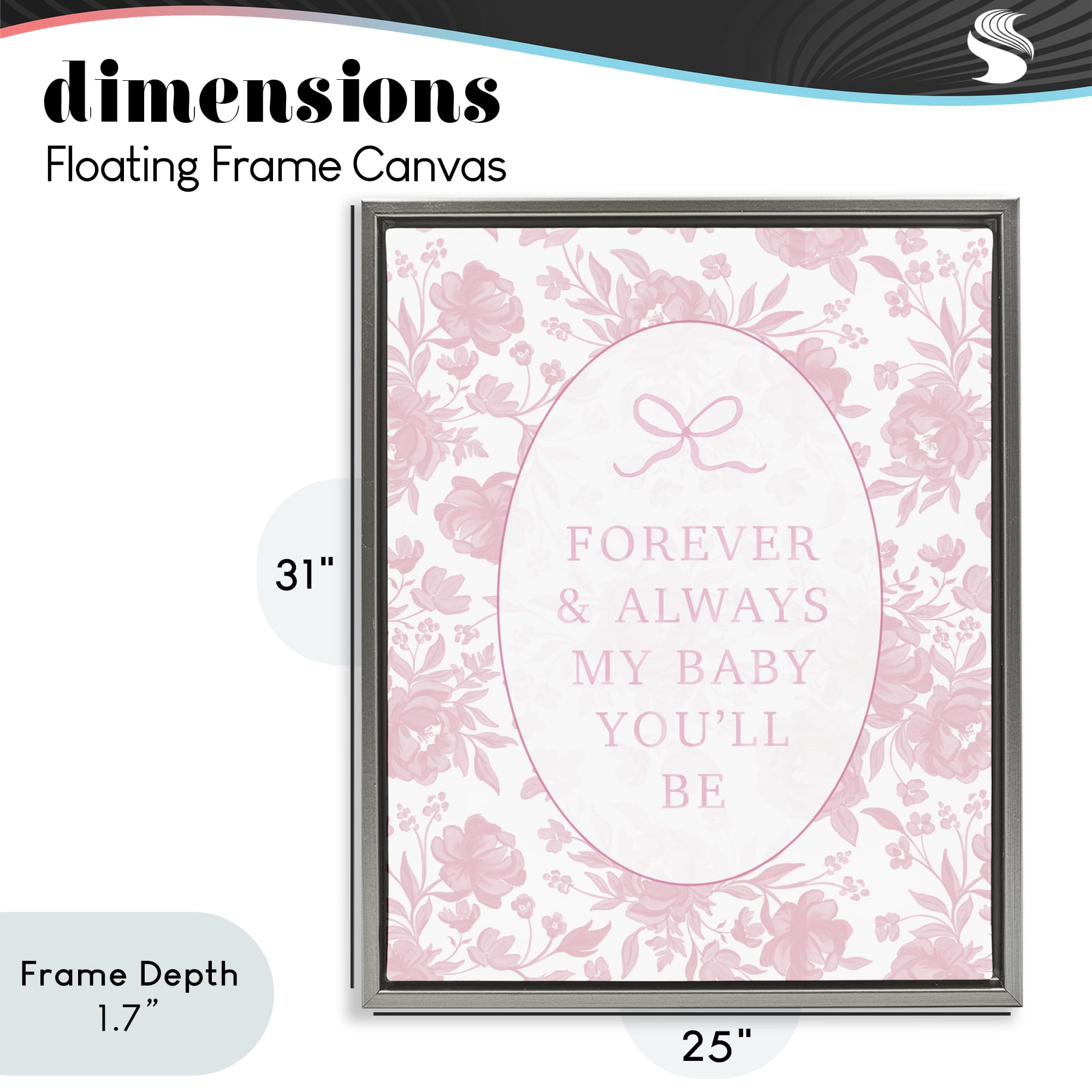 Stupell Industries Forever and Always Pink Florals Gray Framed Floater Canvas Wall Art, design by Cherrywood Lane