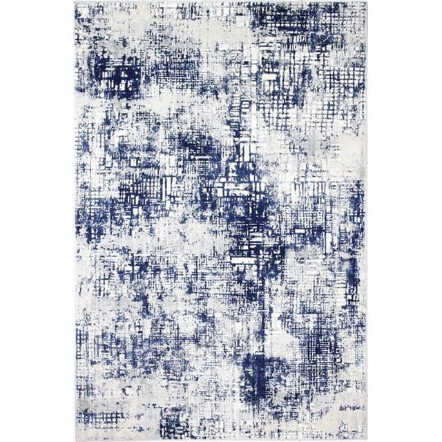 Bashian P141-IVBL-76X96-PS505 7 ft. 6 in. x 9 ft. 6 in. Positano Contemporary Polypropylene & Polyester Power Loom Area Rug - Ivory & Blue