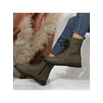 thumbnail image 5 of Gomelly Winter Boot for Women Lace Up Ankle Booties Flat Leather Non Slip Short Boots Army Green 5, 5 of 9