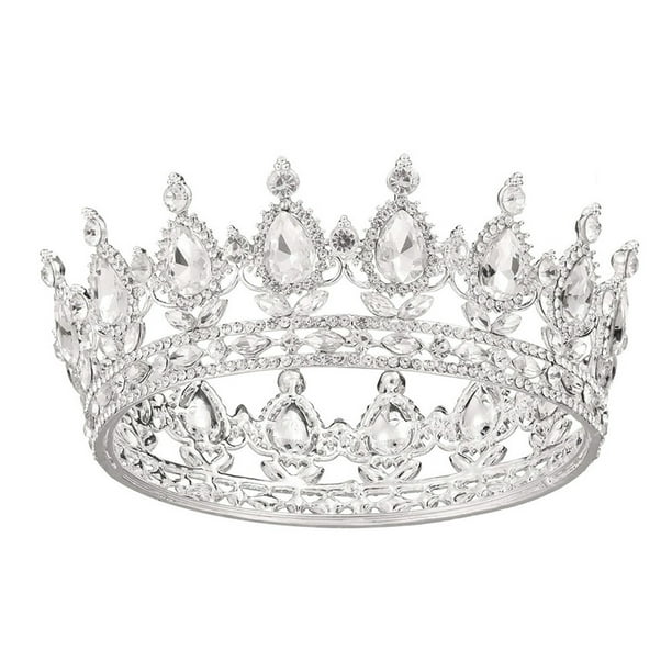 Tiara de boda Minnieouse de aleación plateada con diamante blanco