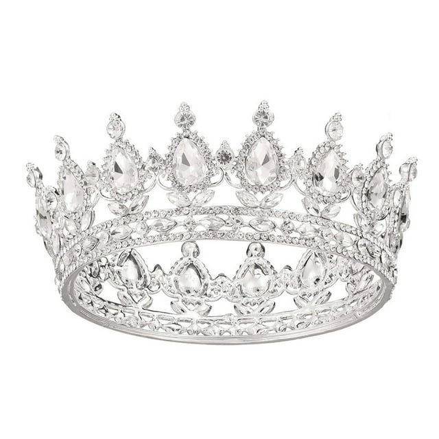 Xingzhi Rustproof And Anti-corrosion For Medieval Or Cosplay Wide Application Wedding Hair Crown Shiny Silver + white 1Set