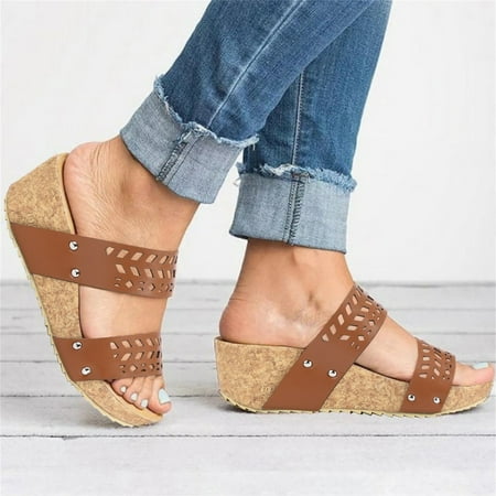 

Open Sandals Breathable Hollow Out Summer Slip On Wedges Toe Beach Shoes Women s Women s Slipper