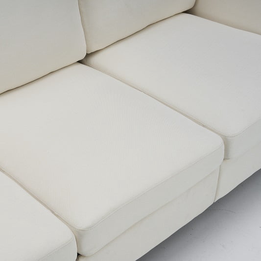 84" Beige Linen 3-Seater Sofa with Deep Seat, Ergonomic Design, and Removable Cushions, for the Living Room, Bedroom, or Office