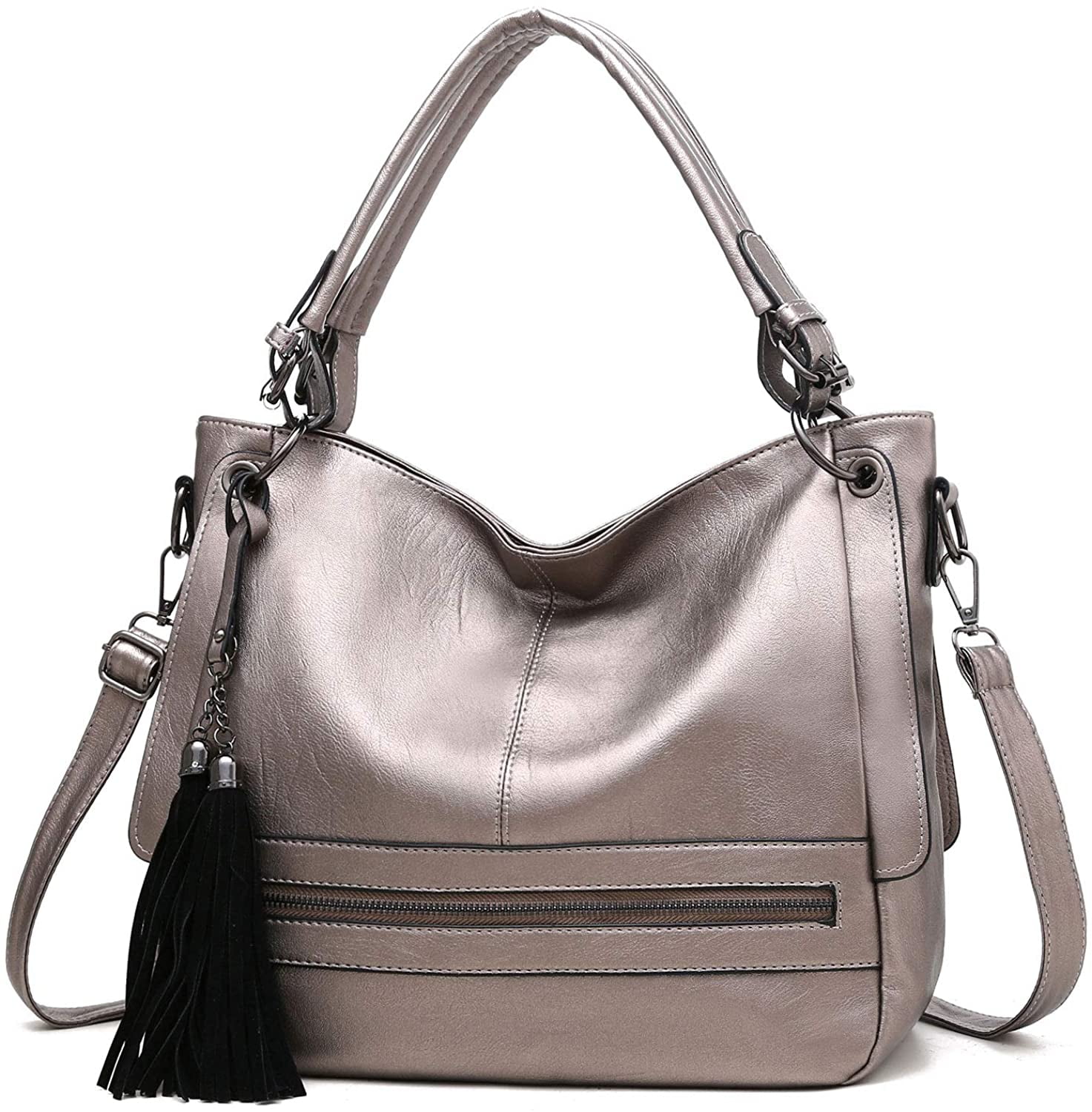 Hobo Bags for Women Soft Leather Shoulder Bags Large Capacity Satchel Handbag Multiple Pocket Tote Bag 
