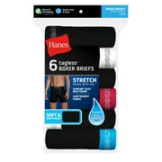 Hanes Men's Stretch Cotton Boxer Brief Underwear, Comfort Flex Fit, 6-Pack Assorted 3XL