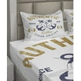 thumbnail image 6 of Ambesonne Nautical Fitted & Top Sheet Set with Shams, Lifeboy Rudder Captain, Pale Brown Blue White, 6 of 8