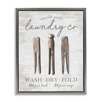 Stupell Industries Distressed Laundry Co Typography Painting Gray Floater Framed Art Print Wall Art, 25 x 31
