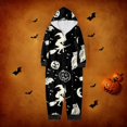 thumbnail image 1 of Family Halloween Pjs Matching Sets Halloween Print Long Sleeve Zippered One Piece Pajama Hooded Jumpsuit Winter Halloween Pjs Family Set, 1 of 4