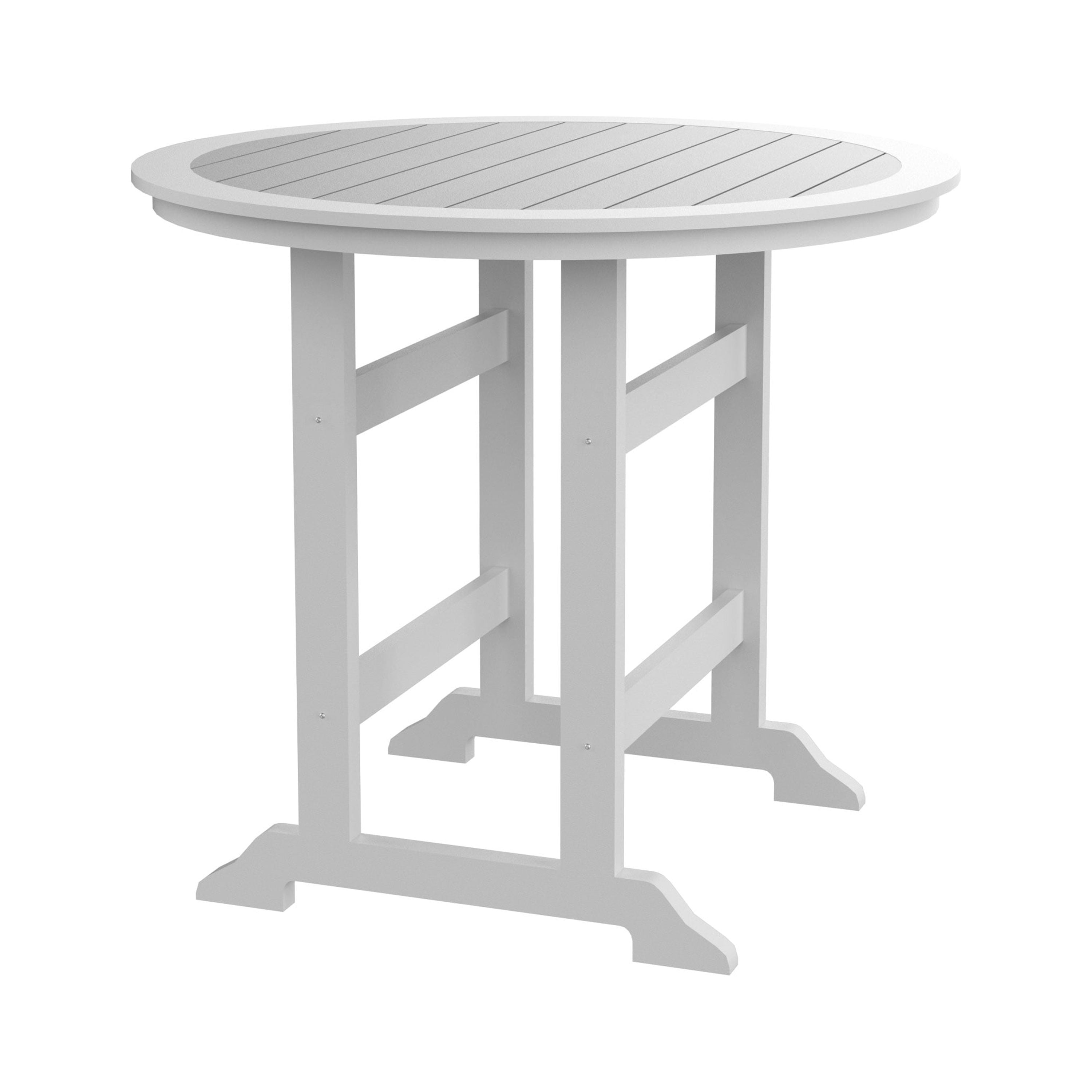 Patio Counter Height Bar Dining Table for Outdoor Balcony Garden Pool, White and Gray