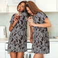 thumbnail image 4 of Fotbe Brown Moose with Pinecones Bata de Dormir para Mujer con Estampado, Camisón de Algodón de Manga Corta, Ropa de Dormir Casual, 4 of 6