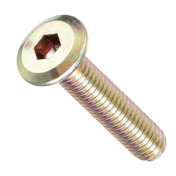 Flat Head Hex Socket Cap Screws Bolts(M6-1x30) 10Pcs, Steel Hex Socket Furniture Bolts Countersunk Screws - for Furniture Woodworking Project, Yellow