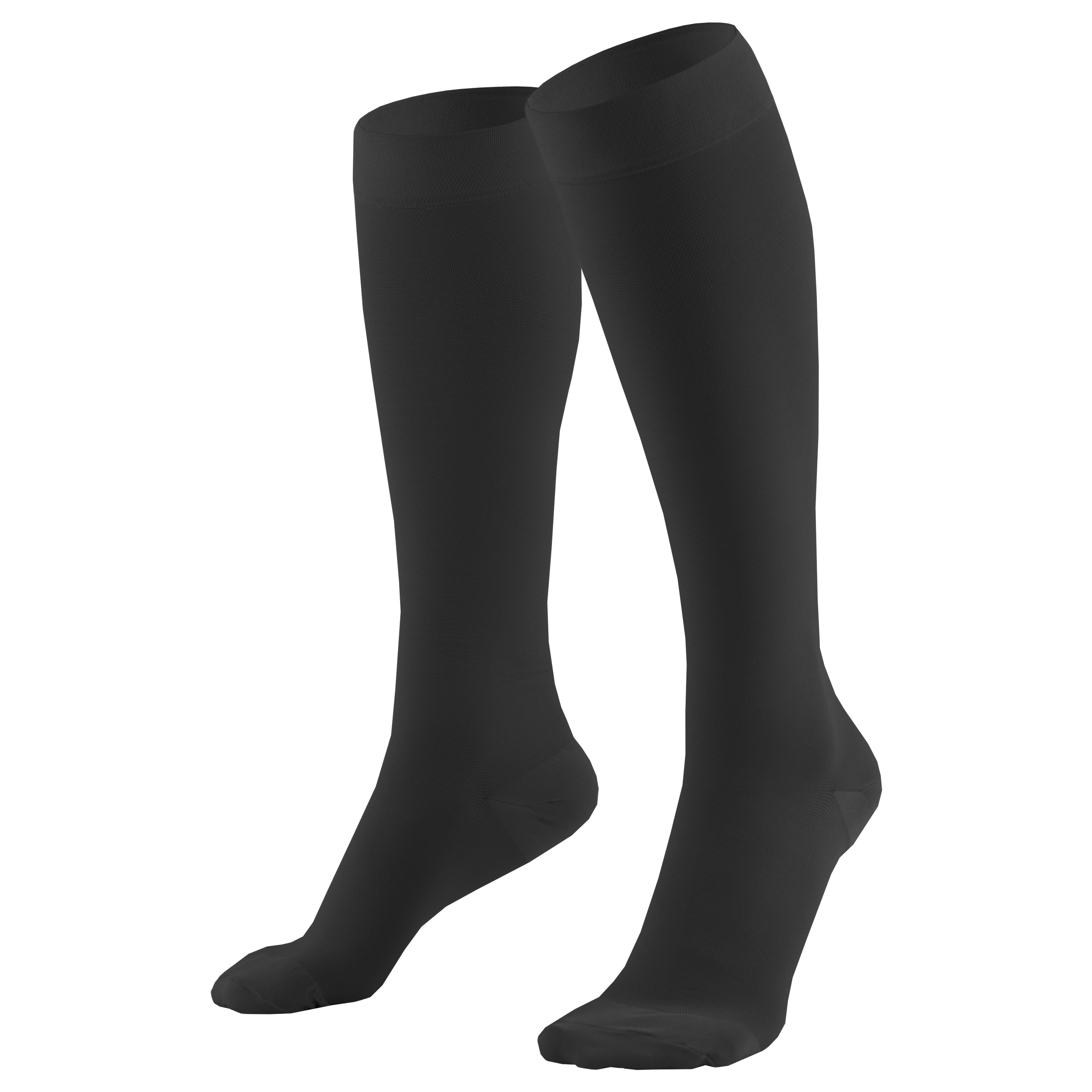 Truform Firm Strength Compression Socks, Knee High, Closed Toe, Black, Medium