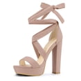 thumbnail image 1 of Sandalias De Tacones De Plataforma con Cordones para Mujer Rosa Polvo 36, 1 of 6
