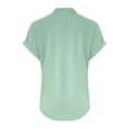 thumbnail image 5 of Gauze Shirts for Women Short Sleeve Button Down Blouse Linen Blend Summer Tops Casual V Neck Peasant Shirts Womens Tops Beach Vacation Tees Linen Clothes Trendy Loose Cute Beach Tunic Tops Mint Green, 5 of 6