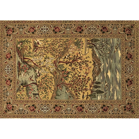 Ahgly Company Indoor Rectangle Animal Brown Traditional Area Rugs, 8' x 10'