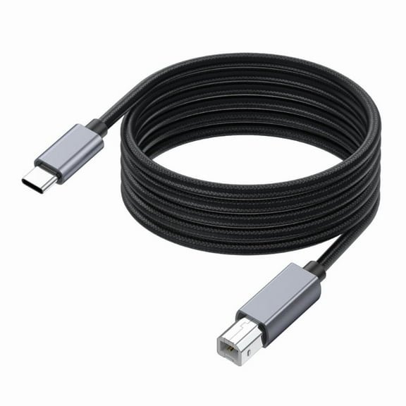 USB C To B Printer Cable, High Speed Nylon Braided Cord For MIDI Keyboard And DJ Controller Type-C MIDI Cable