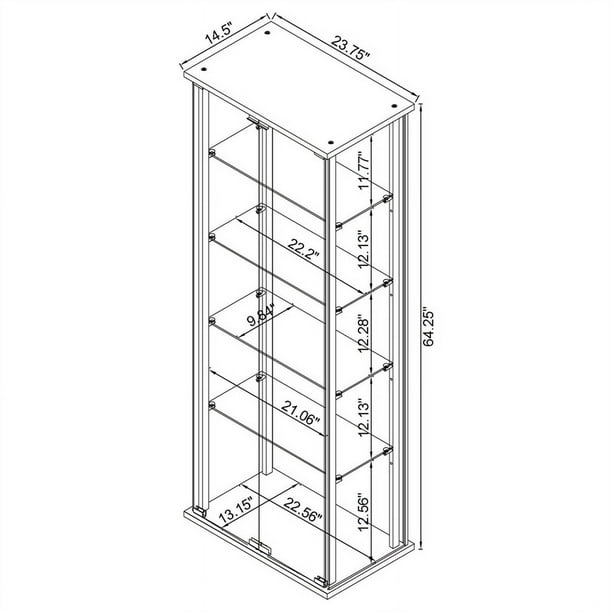 Coaster Delphinium 5 shelf Glass Curio Cabinet Black and Clear