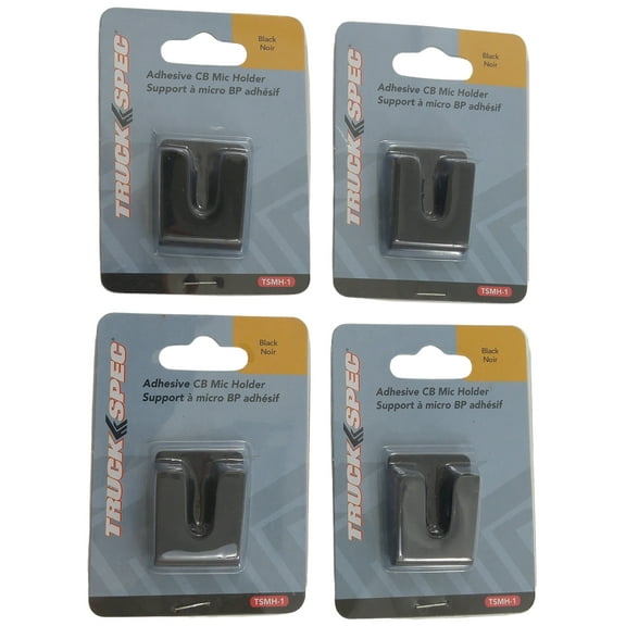 Lot of 4 TruckSpec TSMH-1 Black Double Sided Tape Style CB Radio Mic Holders