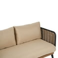 thumbnail image 4 of Christopher Knight Home Modern Outdoor Wicker Loveseat with Waterproof Cushions, Metal Frame, Beige, 4 of 10