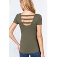 thumbnail image 5 of Saronite Basics Round Neck Short Sleeve with Zipper Pockets Front Cotton Shirt Top, Olive Green (Women's), 5 of 5