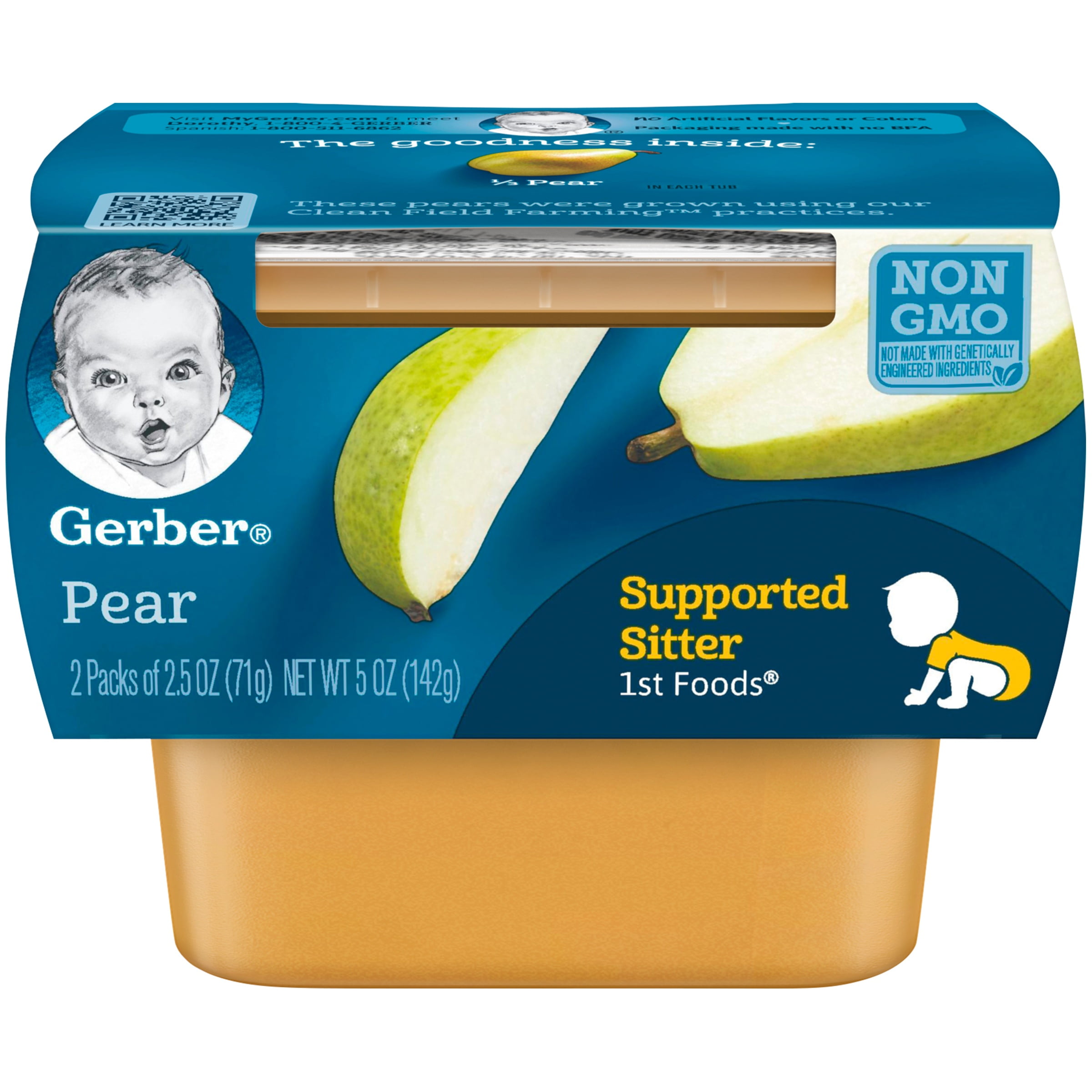 Gerber 1st Foods Pears Baby Food, 2.5 oz. Tubs, 2 Count Walmart