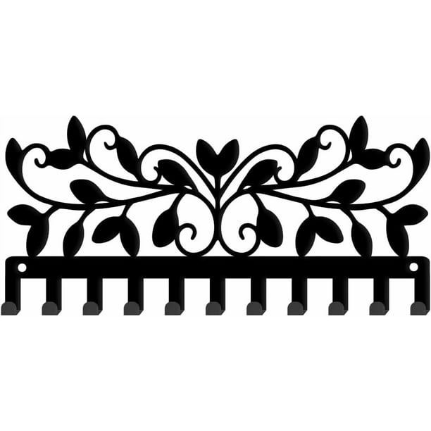 Ganchos con patrón de rizos para llaves, organizador de llaves de pared para puerta, correa de perro, hojas, gancho decorativo con tornillos, decoración artística.