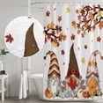 thumbnail image 5 of Fall Shower Curtain, Waterproof Shower Curtains for Bathroom, Orange Yellow Thanksgiving Maple Leaf Gnomes Pumpkin Washable Fabric Bathtub Curtain Set Bath Decor with 12 Hooks 72"x78", 5 of 8