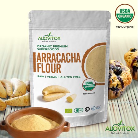 Alovilox Certified Organic Arracacha Flour- Gluten Free Flour-Low Carb Low calorie - Wheat Flour Substitute 8oz