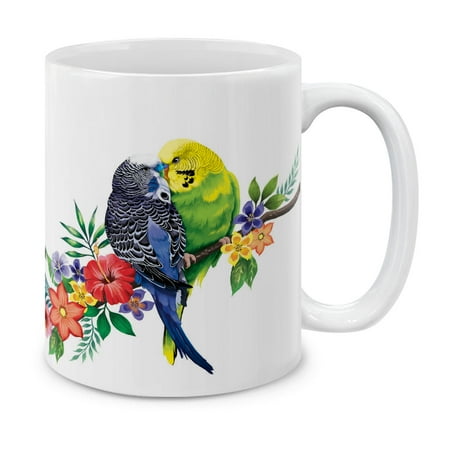 

MUGBREW 11 Oz Ceramic Tea Cup Coffee Mug Budgie Parakeet Birds