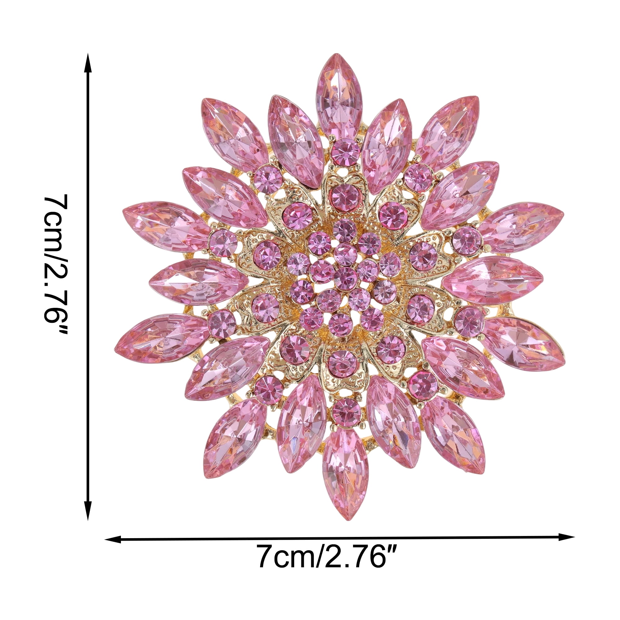 Unique Bargains Faux Crystal Ice Flower Rhinestone Brooch for Fashion Accessories Pink