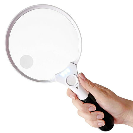 Reactionnx LED Illuminated Magnifying Glass Set, 5.5 Inch Best Magnifier with Lights for Seniors, Macular Degeneration, Maps, Jewelry,