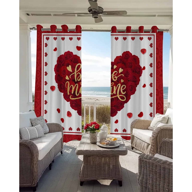 Happy Valentine's Day Black Out Curtains 72 Inch Long, Light