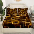thumbnail image 3 of Geometry Yellow Black Kids Sheets,Geometric Grid Lines Sheet Set Twin Size For Boys Girls Room Decor,Square Bed Sheets Set Gradient Cubes Modern Top Sheet, 3 of 7