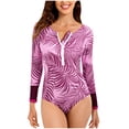thumbnail image 2 of Hicidod Women's Swimsuit Long Sleeve Rash Guard UV Protection Wetsuit Front Zipper Printed Athletic Surfing One Piece Bathing Suit, 2 of 4