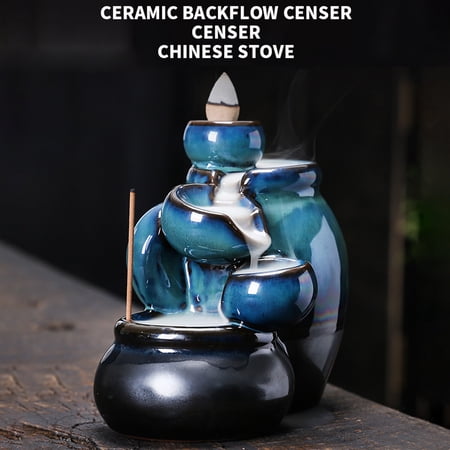 Honrane Ceramic Incense Burner Wide Applications Creative Novelty Fine Workmanship Carefully Carved Decorative Multipurpose Blue Teacup Censer Holder Gift