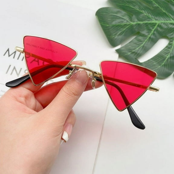 Retro Triangle Sunglasses: Small Frame, Funny, Decorative, Unisex Design, PC Lenses, Perfect for Round Faces