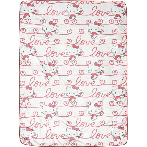 Sanrio Hello Kitty Lovey Notes 60 x 90 Silk Touch Throw Blanket