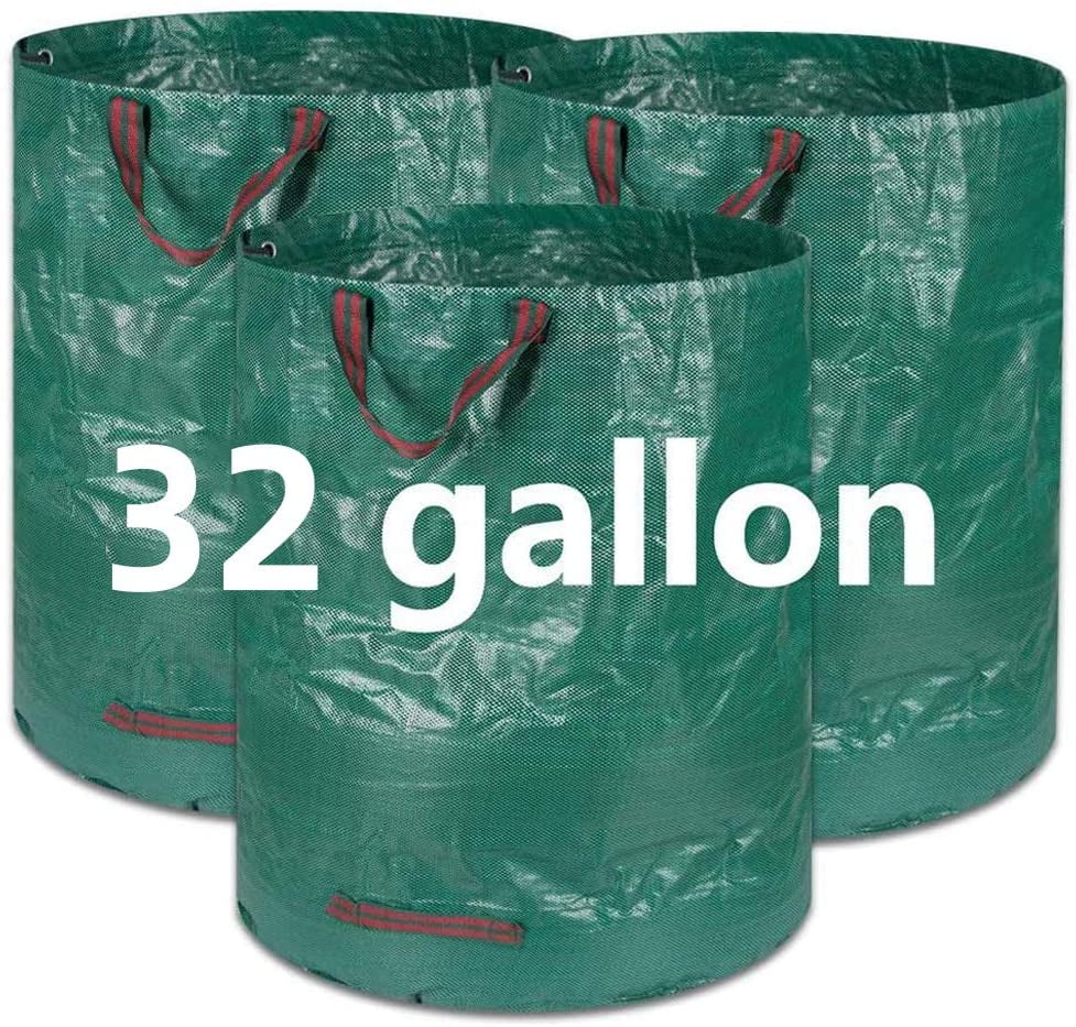 4 Pcs Garden Patio Dark Green Waste Bag with 3 Strong Webbing Handles 150 g/m2 