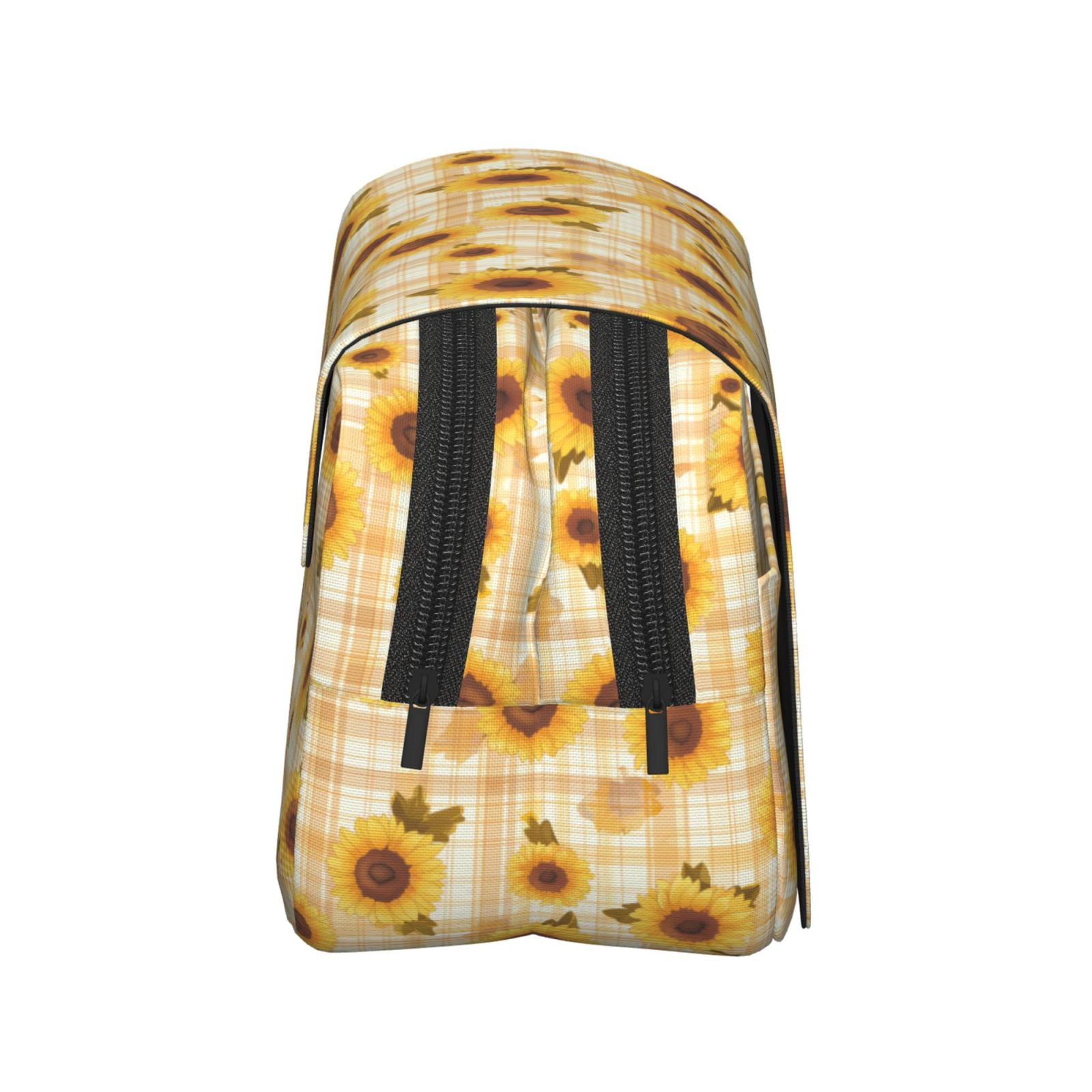 Rateoe Coffee Plaid Sunflower Pattern Double Clamshell Pen Case, Storage Organizer with Two Zipper Compartments– Holds Up to 50 Pencils & Pens