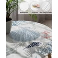 thumbnail image 5 of Watercolor Marine Shell Turtle Coral Fitted Round Tablecloths Elastic Edged Table Covers 36"-44",Ocean Starfish Nautical Anchor Waterproof Dining Room Kitchen Table Cloth for Holiday Party Tables, 5 of 8