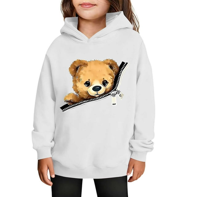 Sudaderas con capucha para niños y niñas, sudaderas casuales de manga larga, lindas sudaderas de gran tamaño con bolsillo de polar, chaquetas para niñas