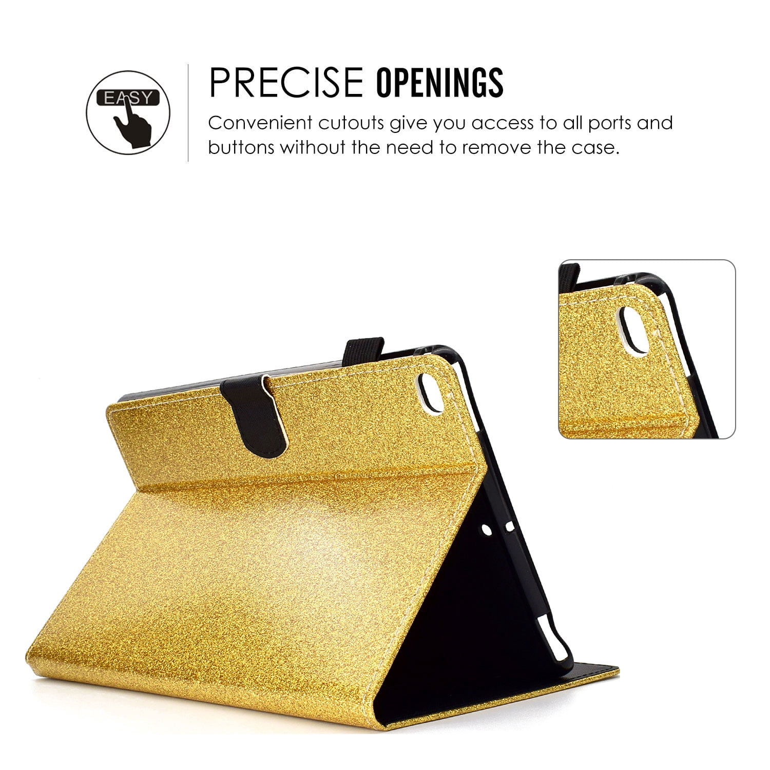 iPad 9.7 2018/2017 Case with Pencil Holder, iPad Air 1 2 Case, Allytech Glitter Leather Folio Kickstand Shock-Absorbing Auto Sleep Wake Case for Apple iPad 9.7 6th/5th Generation, iPad Air 1 2, Gold
