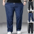thumbnail image 5 of Dvprdro ‌Mens Plus Size Wide Leg Jeans Stretch Comfortable Straight Leg Business Casual Denim Pants Black 3XL, 5 of 5
