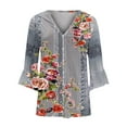 thumbnail image 5 of Nrmvnmi Women Open Front Lightweight Cardigan Summer Puff Sleeve Cardigans Fashion Floral Printed Kimono Cardigan Casual Loose Fit Cover Up Blouse Tops, 5 of 5
