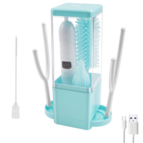 Tcwhniev Silicone Plastic Multifunctional Electric Bottle Brush Set Adjustable Level Rechargeable Baby Bottle Cleaner With Indicator Light for Home Travel Use