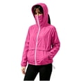 thumbnail image 3 of Vmvidoty Women's High Collar Zippered Pockets Waterproof Raincoat Lightweight Rain Jacket Hooded Windbreaker for Outdoor Hot Pink L, 3 of 9
