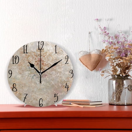 10 Quartz Indoor Wall Clock Silent Mechanism - Vintage Damask Watercolor