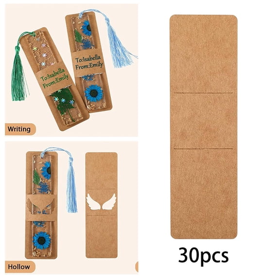 Kraft Bookmark Holder Book Markers Paper Fittings Display Cards Gift Wrapping Craft Supplies Covers Bookmark Sleeves for Book Lovers Adults 30PCS
