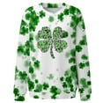 thumbnail image 2 of YueHuiYing Women's Oversized Hoodie with Green Stripe and Green Leaf Print Crew Neck Long Sleeve Hoodless St. Patrick's Day Casual Top, 2 of 5